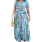 Női Leveles Mintás Folyós Maxi Ruha