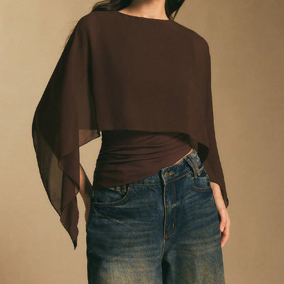 Női elegáns sifon köpenyujjas felső