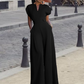 Női V-nyakú, széles szárú jumpsuit
