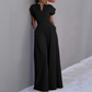 Női V-nyakú, széles szárú jumpsuit