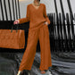 Női V-nyakú, laza 2 részes háziruha szett