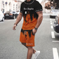 👕Férfi grafikás póló és rövidnadrág szett 🌴