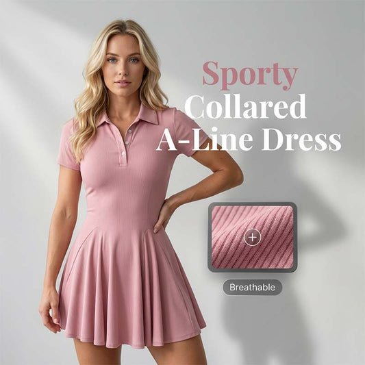 Könnyed, sportos galléros A-vonalú ruha
