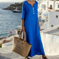 Női alkalmi V-nyakú, bő szabású maxiruha