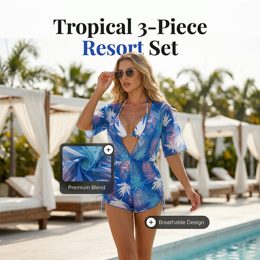 Hölgyek szexi nyomott háromrészes szettje