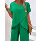 Women's Casual Asymmetrical Top & Wide-Leg Pants Set