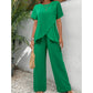 Women's Casual Asymmetrical Top & Wide-Leg Pants Set