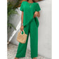 Women's Casual Asymmetrical Top & Wide-Leg Pants Set