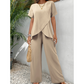 Women's Casual Asymmetrical Top & Wide-Leg Pants Set