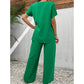 Women's Casual Asymmetrical Top & Wide-Leg Pants Set