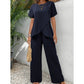 Women's Casual Asymmetrical Top & Wide-Leg Pants Set