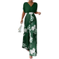 Elegáns V-nyakú, virágmintás, széles szárú jumpsuit