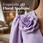 Elegáns V-nyakú ruha 3D virágdíszítéssel és hasított ujjakkal