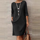 👗👜Minimalista háromnegyedes ujjú ruha zsebekkel