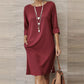 👗👜Minimalista háromnegyedes ujjú ruha zsebekkel