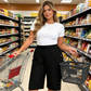 👖Új érkezés❣️Női kényelmes, rugalmas derekú capri nadrág