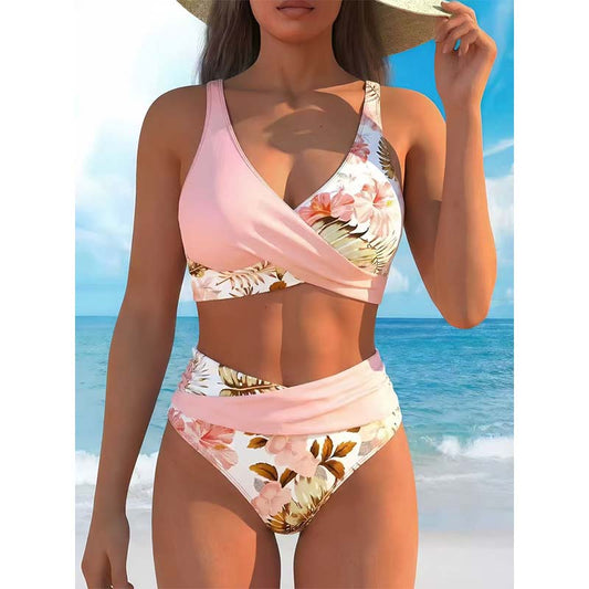 🌸Divatos, mintás, magas derekú bikini szett nőknek👙