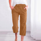 Női kényelmes pamut lenvászon capri nadrág zsebekkel