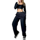 Női kényelmes crop top & széles szárú nadrág szett