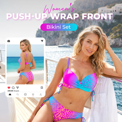 Női push-up csomagolású elülső bikini szett