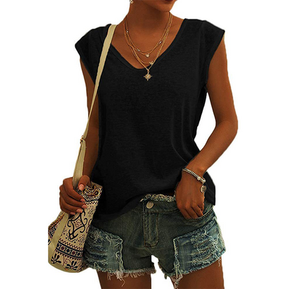 Női alkalmi V-nyakú, bő szabású tank top