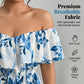 Női plus size nyomott, vállnélküli fodros kámé felső