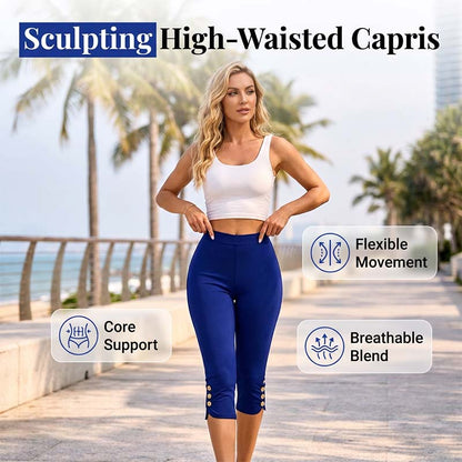 Women's Comfortable Tummy Control Stretch Capris