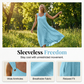 Női ujjatlan, V-nyakú maxiruha gyűrűs pántokkal