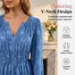 Női hosszú ujjú V-nyakú virágos jacquard ruha