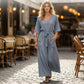 Solid Color V-Neck Maxi Dress with Pockets