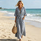Solid Color V-Neck Maxi Dress with Pockets
