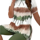 Women's Contrast Print Short-Sleeve Top and Shorts Set