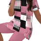 Women's Contrast Print Short-Sleeve Top and Shorts Set