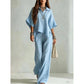 Women's Short Sleeve Shirt and Long Pants Set