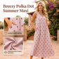 Women Sleeveless Polka Dot Maxi Dress with Pockets