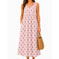 Women Sleeveless Polka Dot Maxi Dress with Pockets