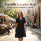 Women's Short Sleeve V-Neck Button-Front Midi Dress