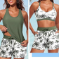 👙 Női szabadidős tankini fürdőruha-szett (rövidnadrággal) – 3 részes szett