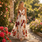 Női, mintás, vékony pántos maxi ruha