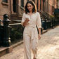 Női, félhosszú ujjú, széles szárú jumpsuit