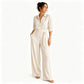 Női, félhosszú ujjú, széles szárú jumpsuit