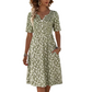 Női kényelmes V-nyakú nyomott ruha zsebekkel