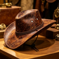 Vintage széles karimájú cowboykalap állítható szíjjal