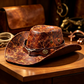 Vintage széles karimájú cowboykalap állítható szíjjal
