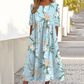 👗 Női elegáns virágmintás kerek nyakú hosszú ruha