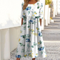 👗 Női elegáns virágmintás kerek nyakú hosszú ruha