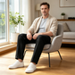 Férfi slim fit alkalmi nadrág rugalmas derékkal