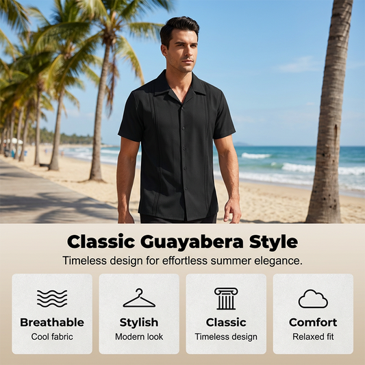 Férfi rövid ujjú kubai guayabera ing