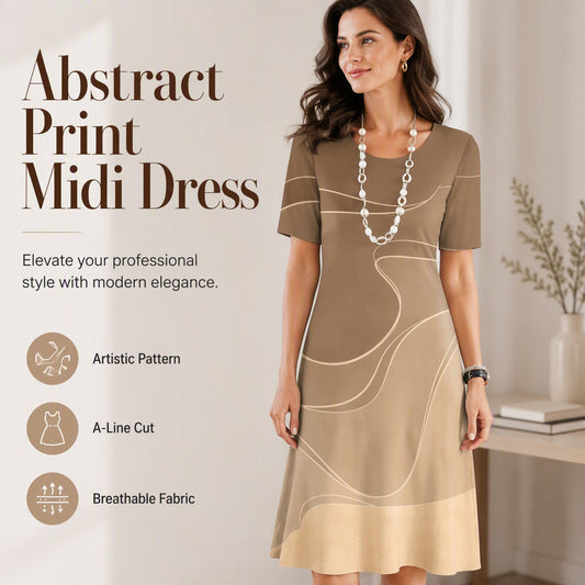 👗 Női absztrakt mintás A-vonalú ruha