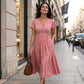 👗 Női elegáns V-nyakú, virágmintás ruha